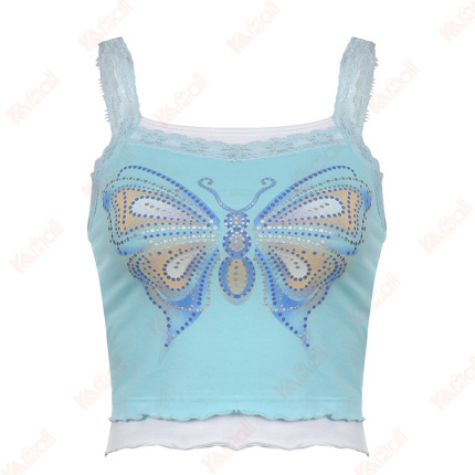 blue tank top crop top